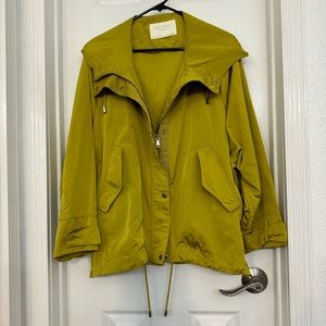 Women’s Sz. L Zara oversize jacket lovely chartreuse green zipper & snap placket